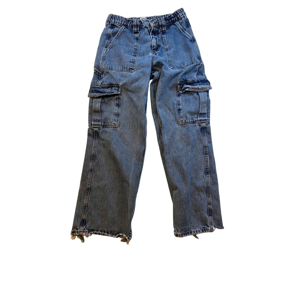 BDG Urban Outfitters Mens Skate Cargo Jeans Blue Denim W29 L32 Distressed Hem